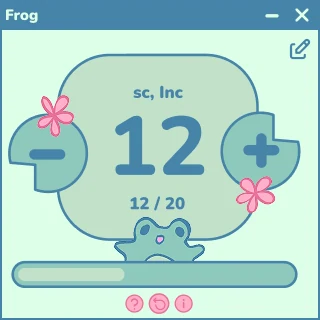 Vista del widget Frog para contar vueltas de crochet y tejido en PC